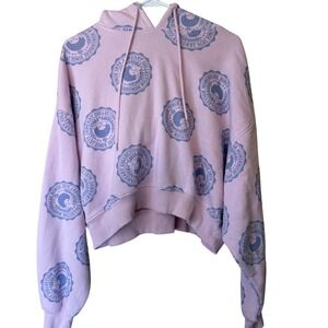 Monchhichi Hoodie Pink Size M Hooded Crop Pullover Sweatshirt  Retro Kawaii